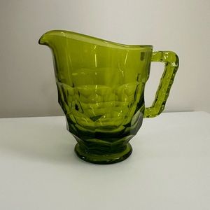 Vintage Viking Art Martinsville Glass GREEN GEORGIAN Creamer Pitcher